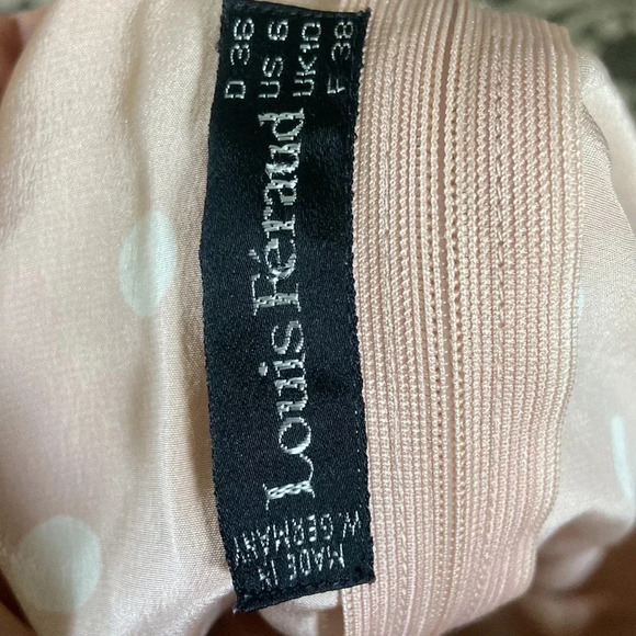 Louis Feraud Vintage 100% Silk Polka Dot Dress Sz 6 Blush Pink - Picture 6 of 6
